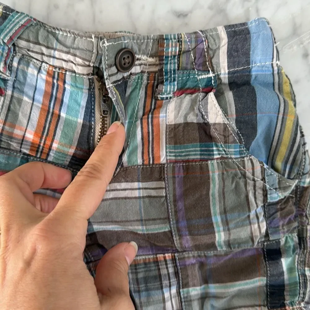 Plaid Patchwork Y2K Preppy Shorts Sz 18 Mo